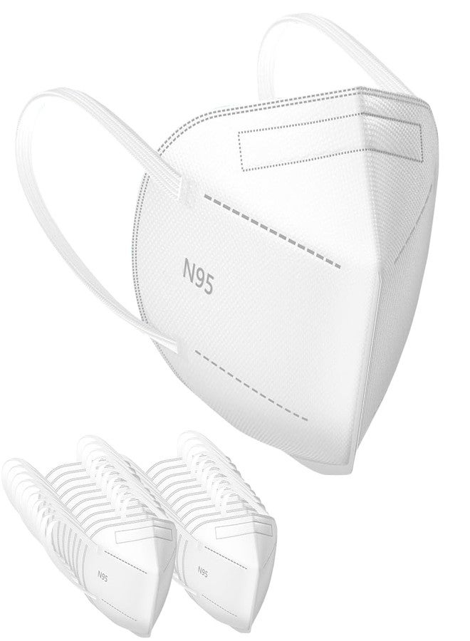 Yugan FFP2 N95 Mask for Women & Men - Non-Woven Fabric, Adjustable Nose Clip, Reusable Face Mask for Pollution, Advanced Filtration (Pack of 20) - Image 1